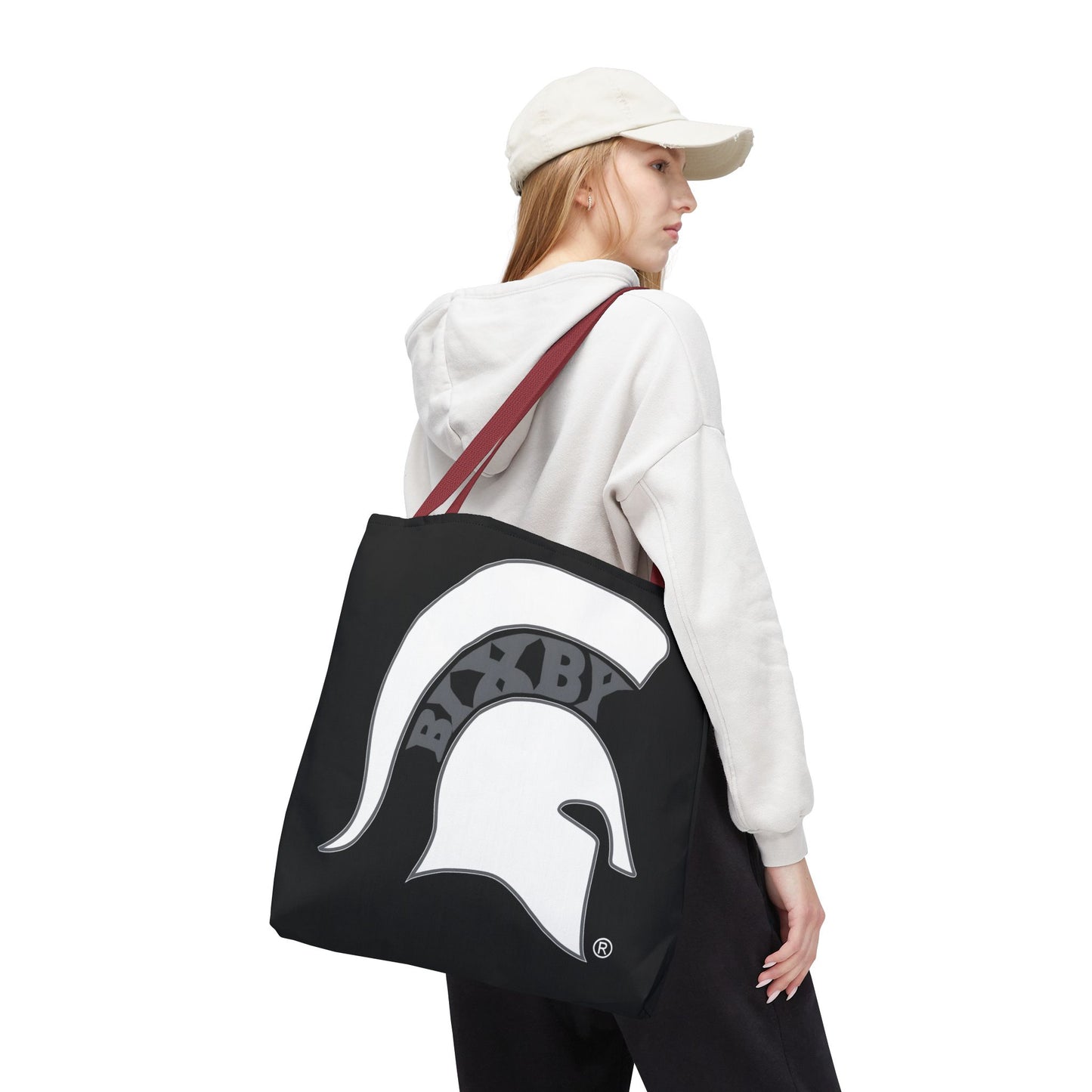 Bixby Spartans White Logo Black Polyester Tote Bag