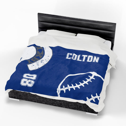 Spartan Baseball Velveteen Plush Blanket - Customized