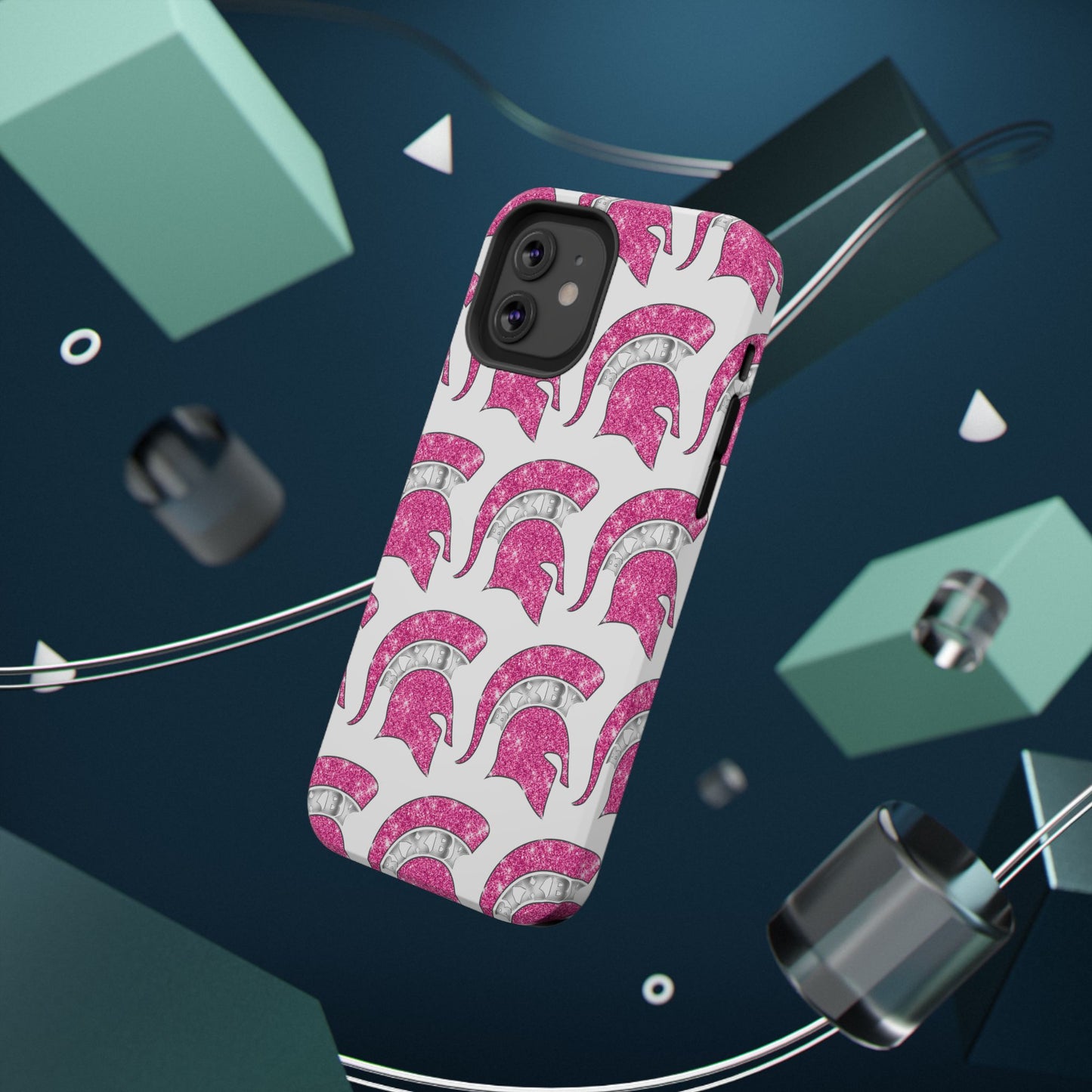 Bixby Spartan Pink Bling Logo Impact Resistant iPhone Case