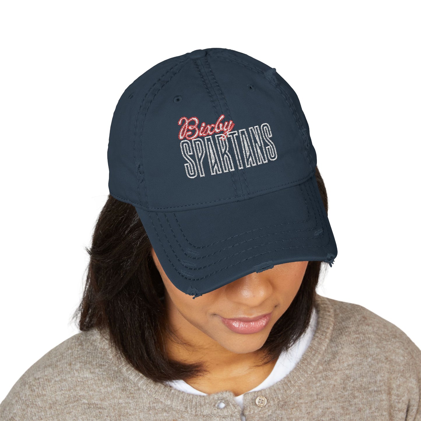 Bixby Spartan Cursive Embroidered Distressed Classic Ballcap