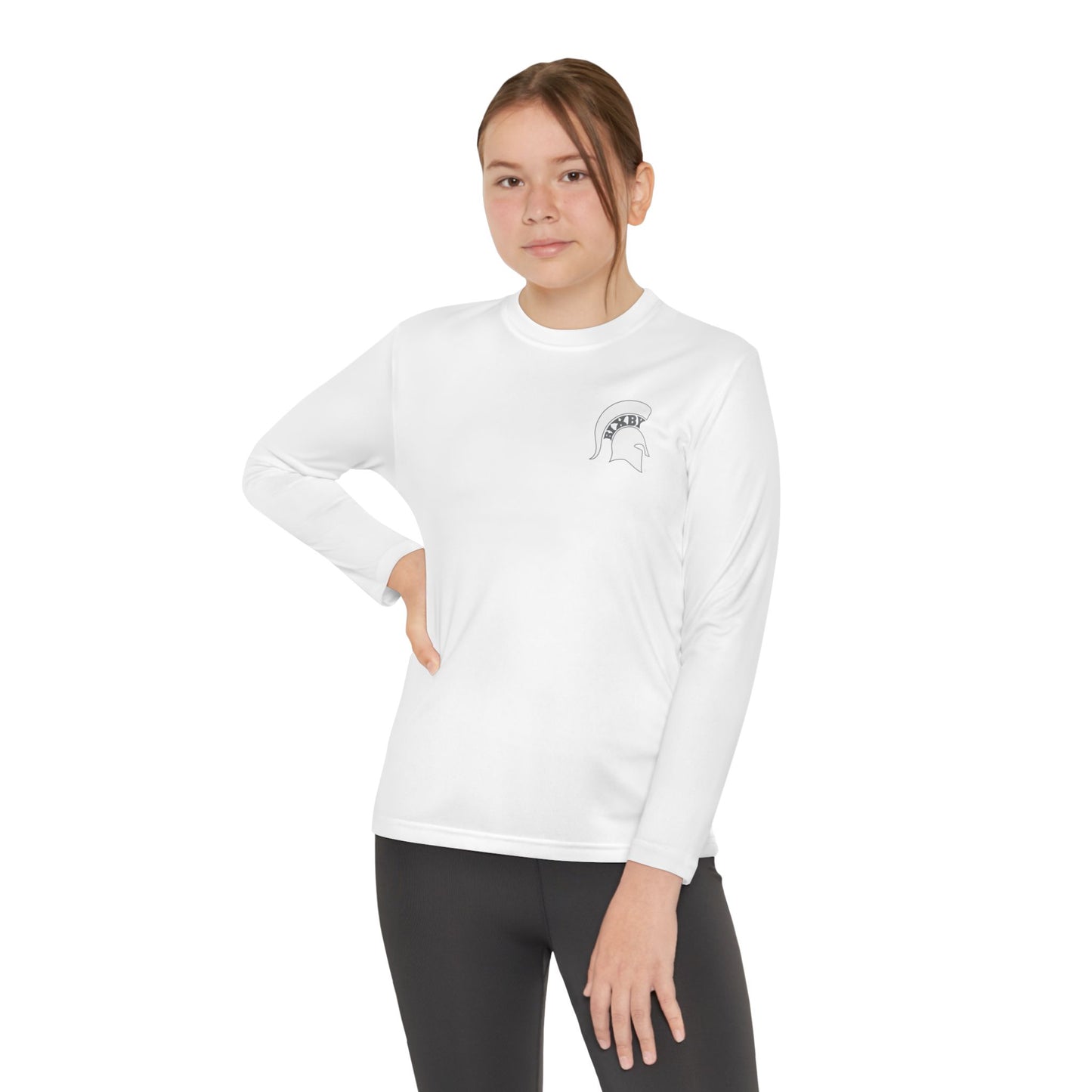 Spartan White Logo Youth Long Sleeve Sport-Tek Tee