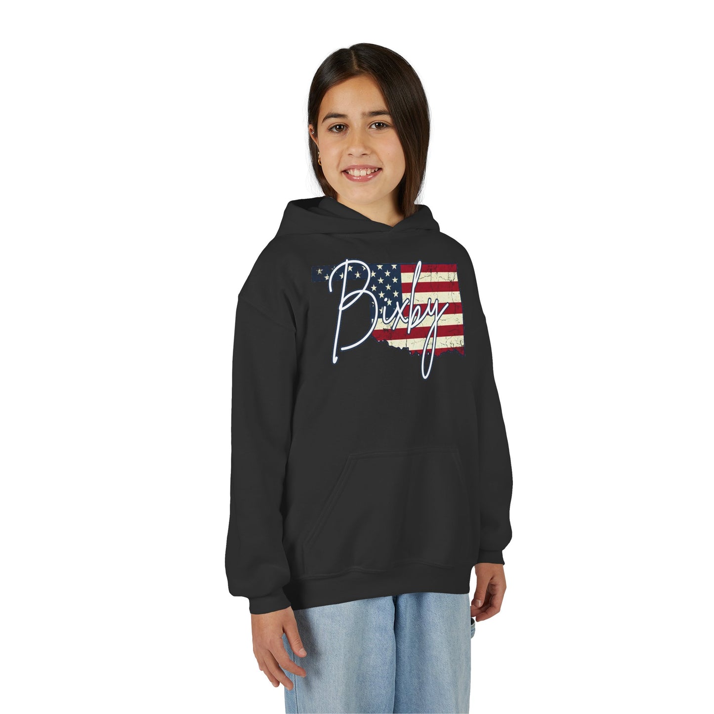 Oklahoma Flag Bixby Script Youth Hoodie
