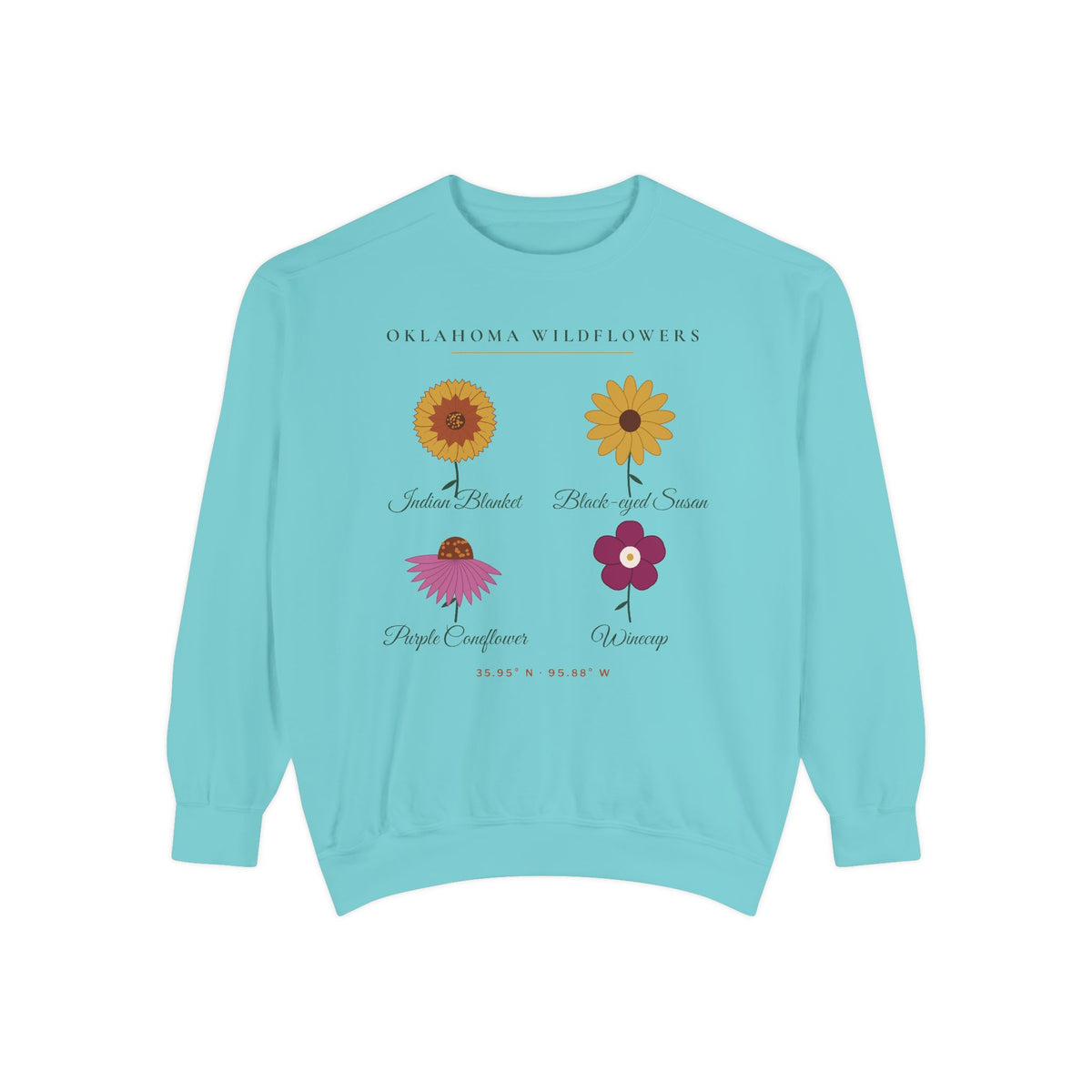 Oklahoma Wildflower Field Guide Crewneck Sweatshirt | Comfort Colors