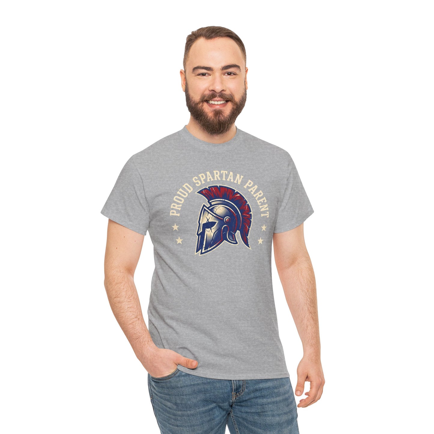 Proud Spartan Parent T-Shirt School Spirit Tee with Spartan Helmet Design
