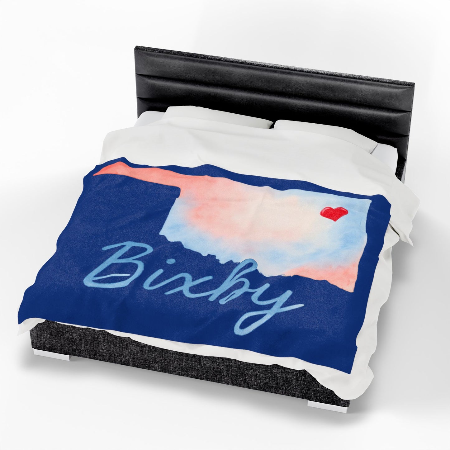 Bixby OK Watercolor Velveteen Plush Blanket