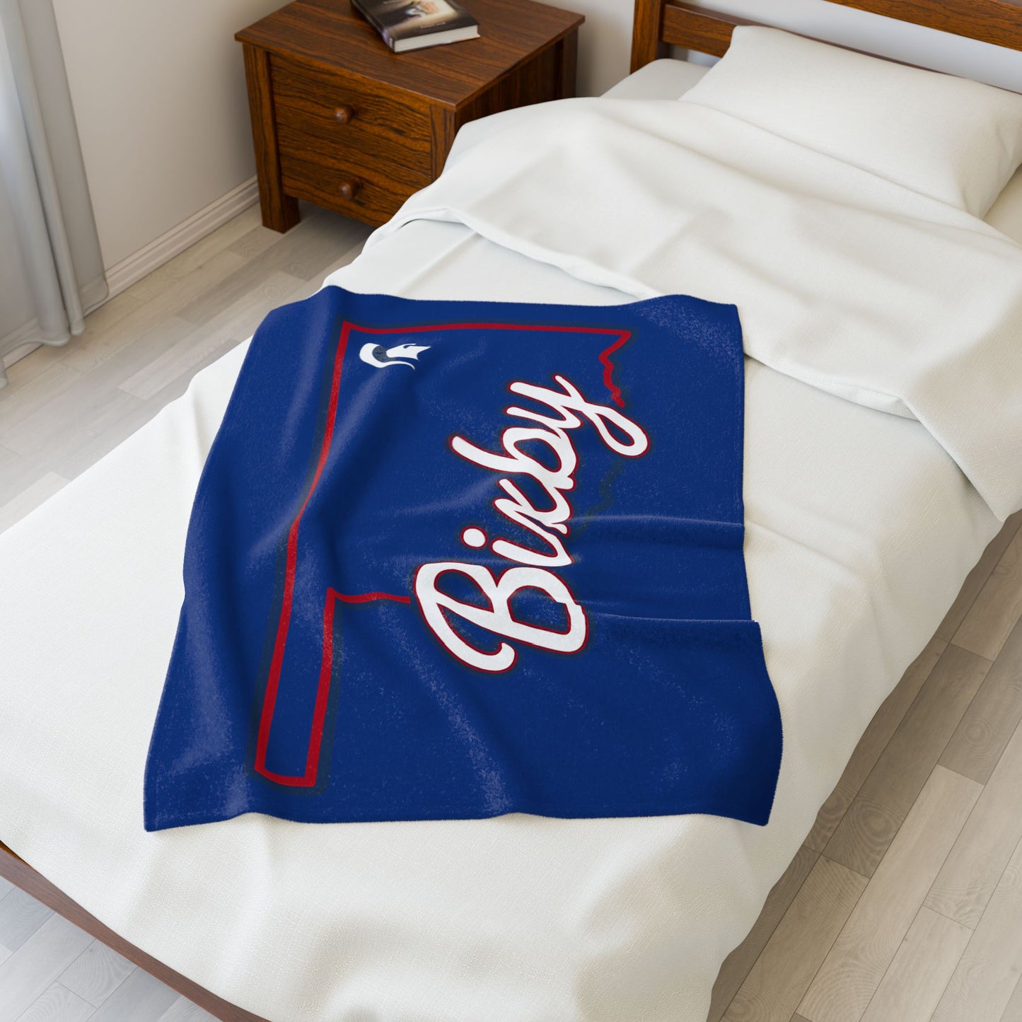 Bixby OK Blue Velveteen Plush Blanket