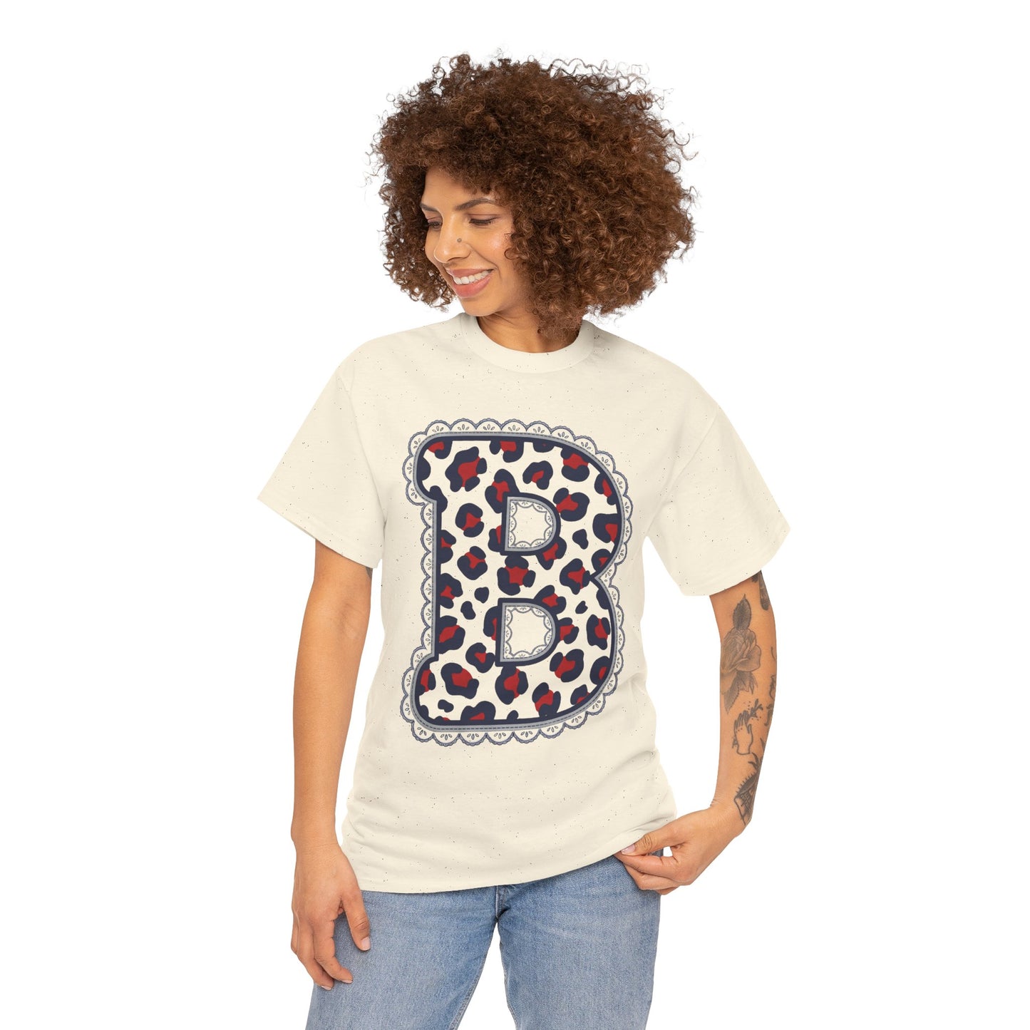 Leopard Print "B" Gildan Tee