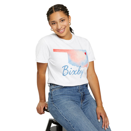 Bixby OK Watercolor Heart Comfort Colors Tee