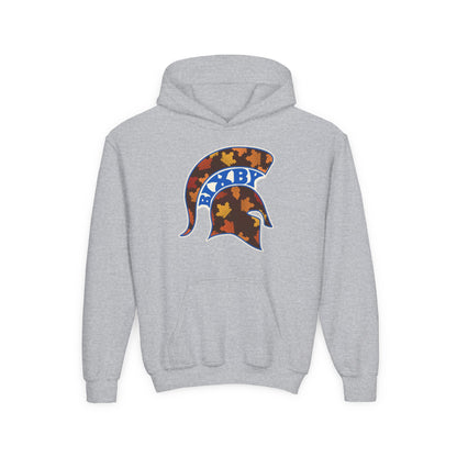 Bixby Spartans Fall Leaves Helmet Youth Hoodie – Kids Autumn Game Day Hoodie