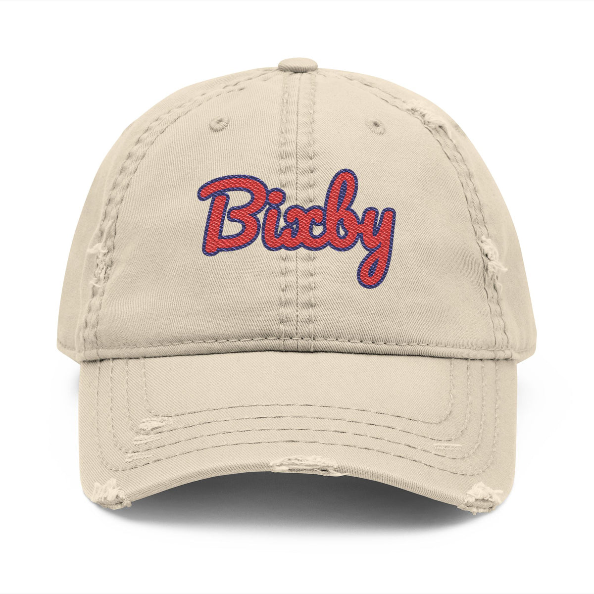 Bixby Spartans Distressed Dad Hat, Embroidered Red Script Bixby