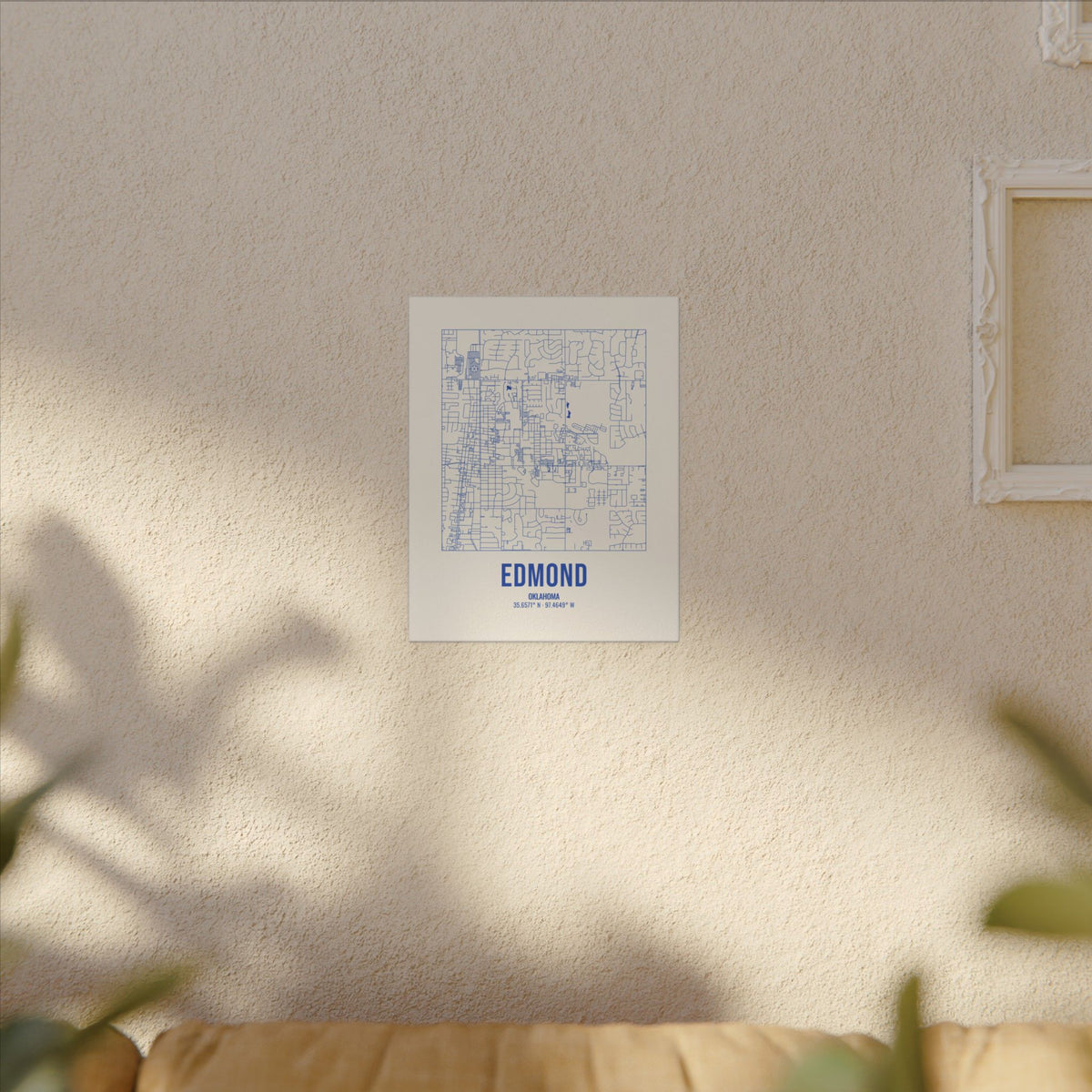 Edmond Street Map Canvas, Royal Blue on Cream