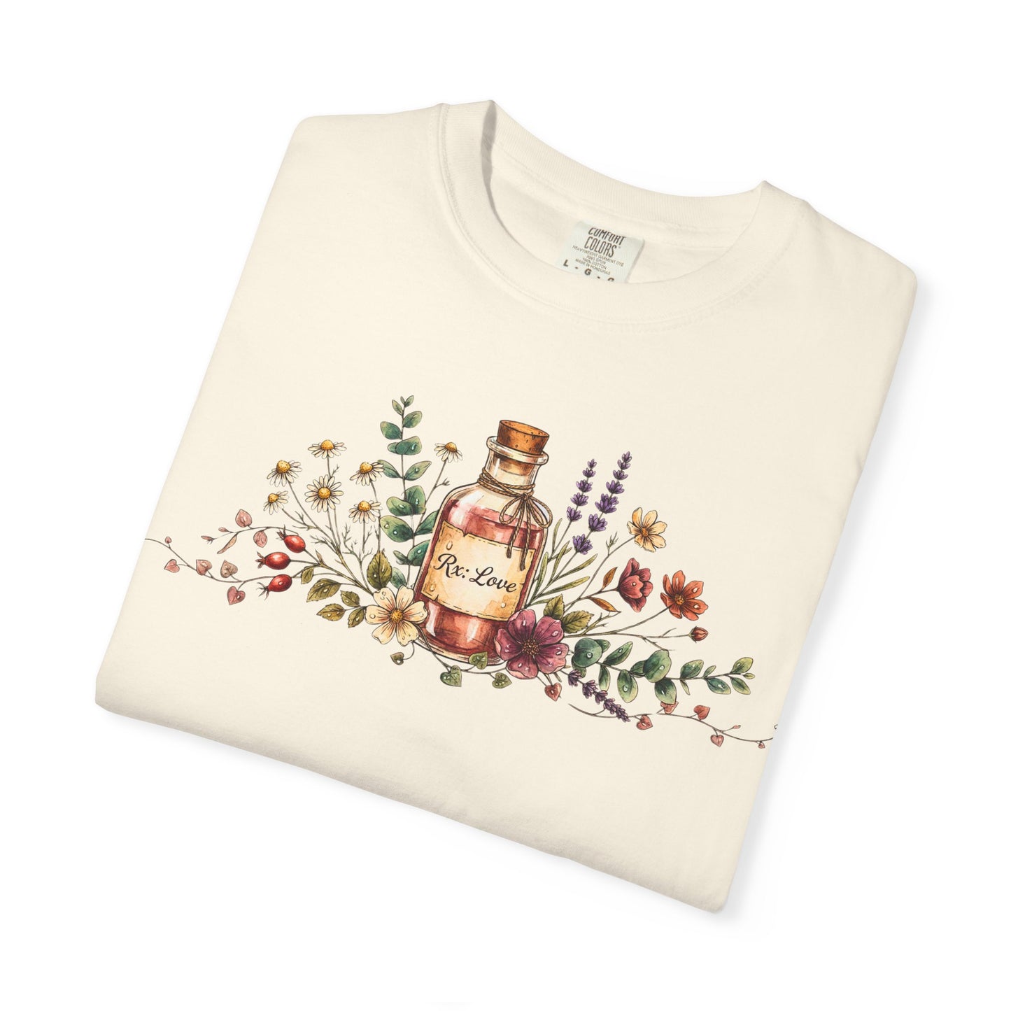 Apothecary Bottle Floral T-Shirt — Vintage Herbal Garden Tee
