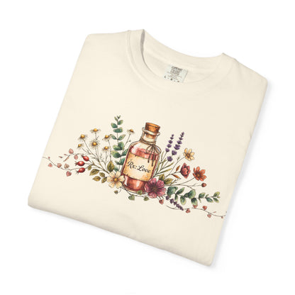 Apothecary Bottle Floral T-Shirt — Vintage Herbal Garden Tee