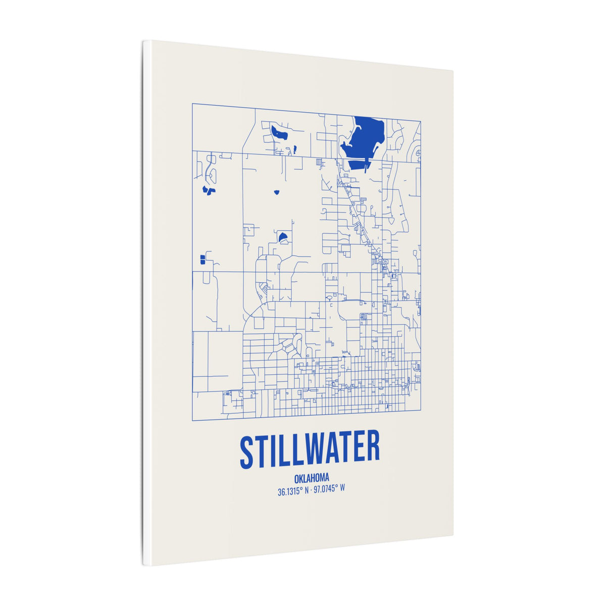 Stillwater Street Map Canvas, Royal Blue on Cream