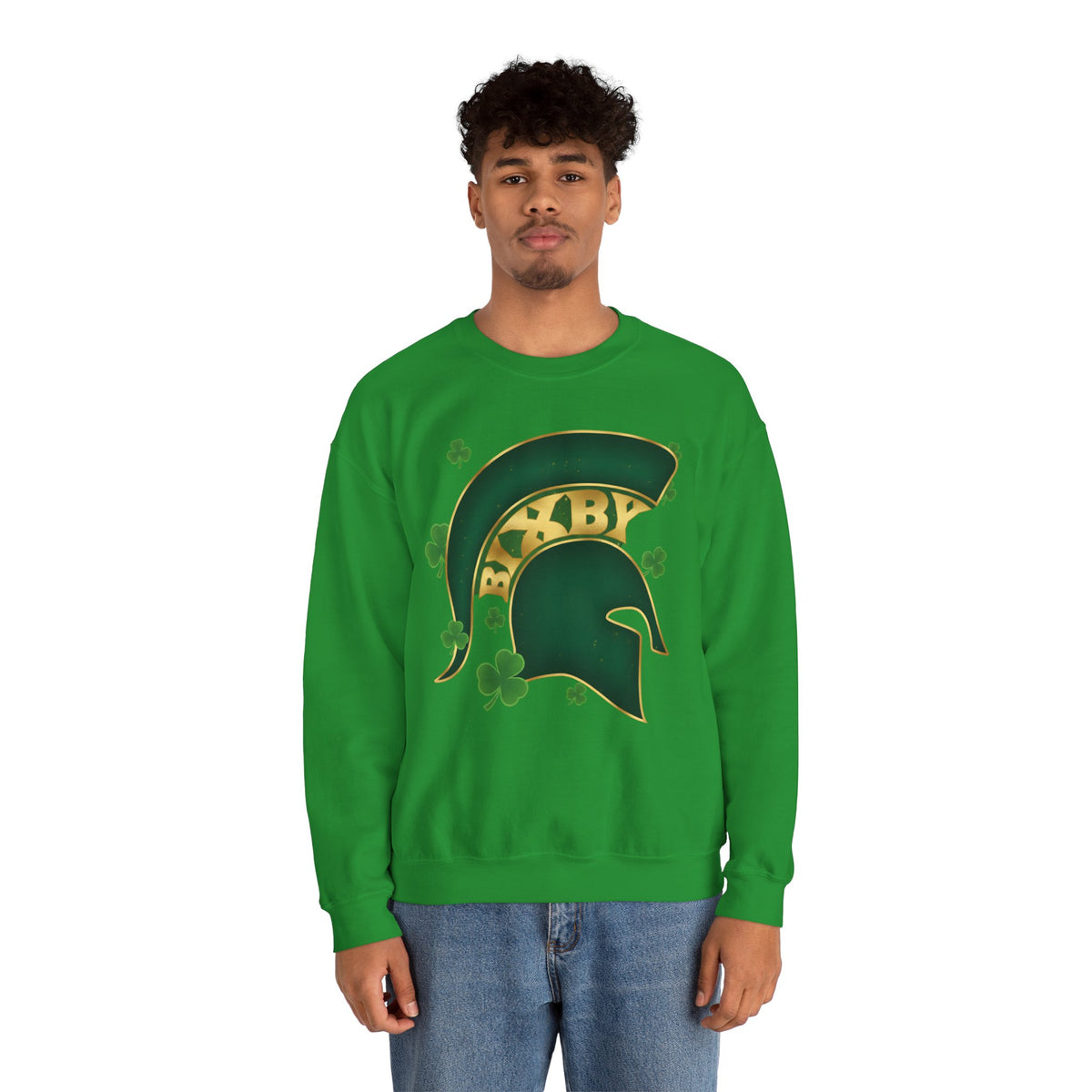 St. Patty's Good Luck Spartan Helmet Adult Gildan Sweatshirt