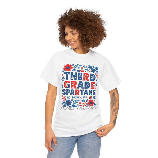 Floral Third Grade Spartan Gildan Tee