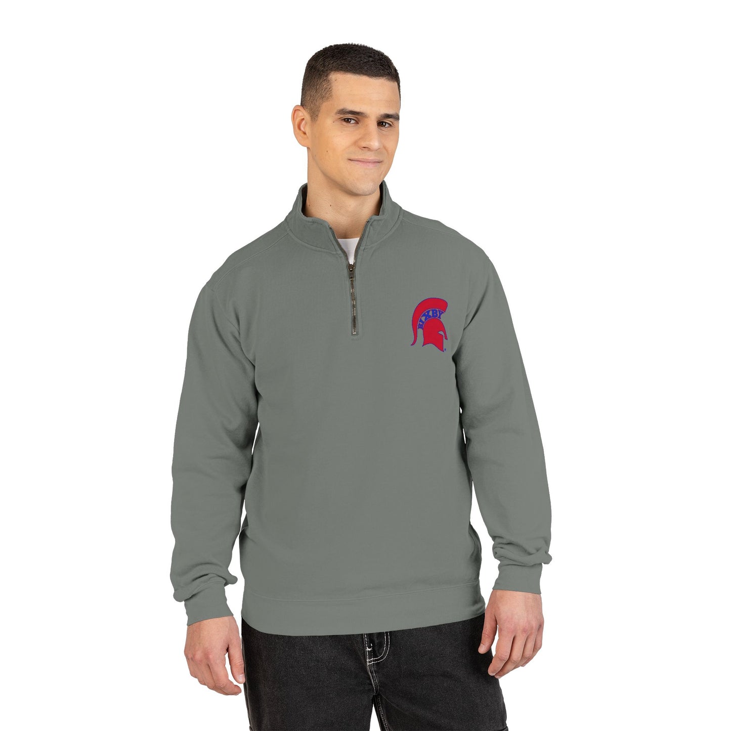 Spartan Red Helmet Quarter-Zip Comfort Colors Pullover