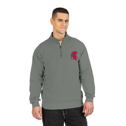Spartan Red Helmet Quarter-Zip Comfort Colors Pullover