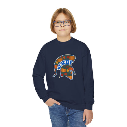 Bixby Spartans Pumpkin Patch Helmet Youth Sweatshirt – Kids Fall Crewneck