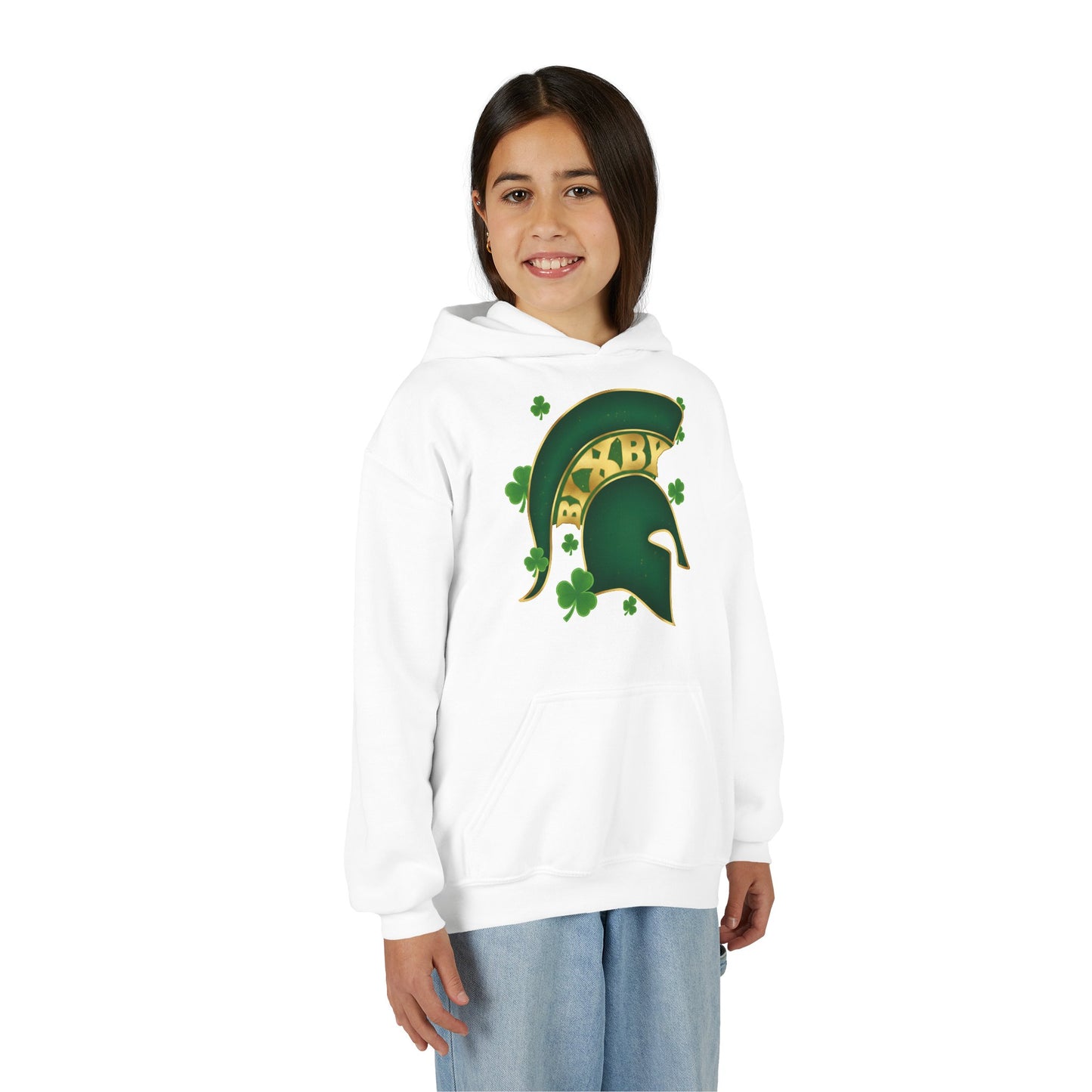 St. Patty's Good Luck Spartan Helmet Youth Hoodie