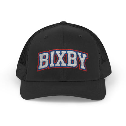 Bixby White Athletic Letter Embroidered Trucker Snapback