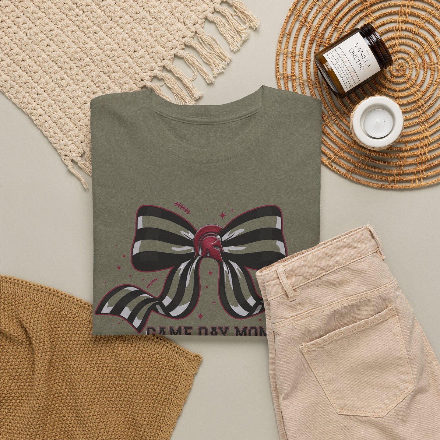 Game Day Mom T-Shirt – Striped Bow Football Mom Tee