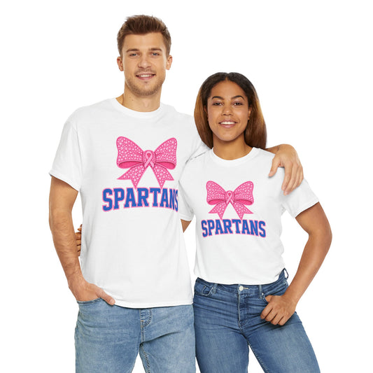 Spartans Pink Bow Breast Cancer Awareness Gildan Tee