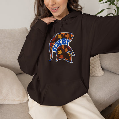 Bixby Spartans Fall Leaves Helmet Hoodie – Autumn Game Day Hooded Sweatshirt