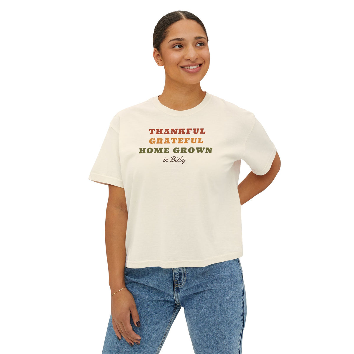 Thankful Grateful Home Grown Boxy Comfort Colors Tee