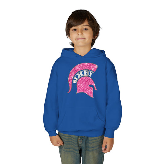 Bixby Spartan Pink Helmet Bling Youth Gildan Hoodie