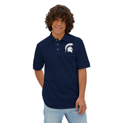 Spartan White Logo Jerzees Polo