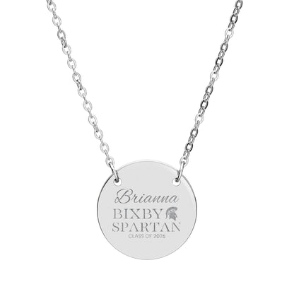 Bixby Spartan Class of 2026 Laser Engraved Circle Necklace