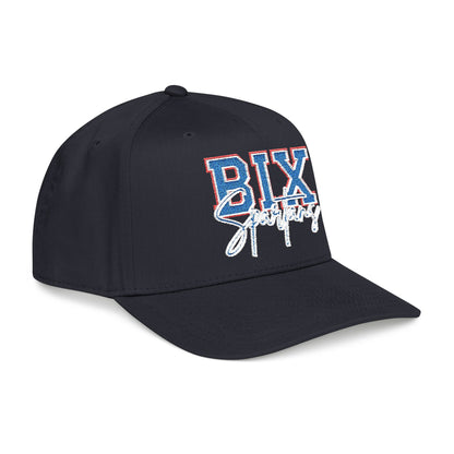 Embroidered BIX Script Baseball Cap — Retro Distressed Patch Hat