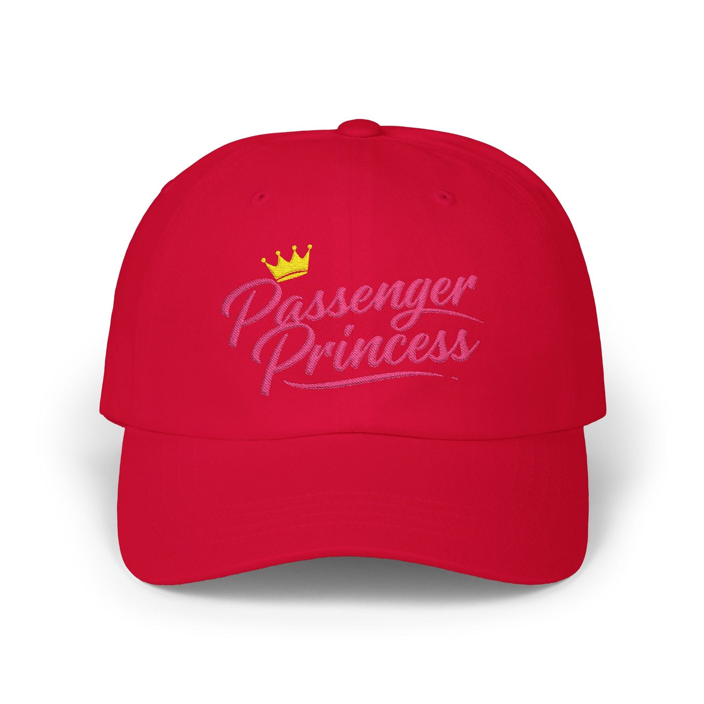 Passenger Princess Dad Cap – Embroidered White Baseball Hat with Pink Script and Crown