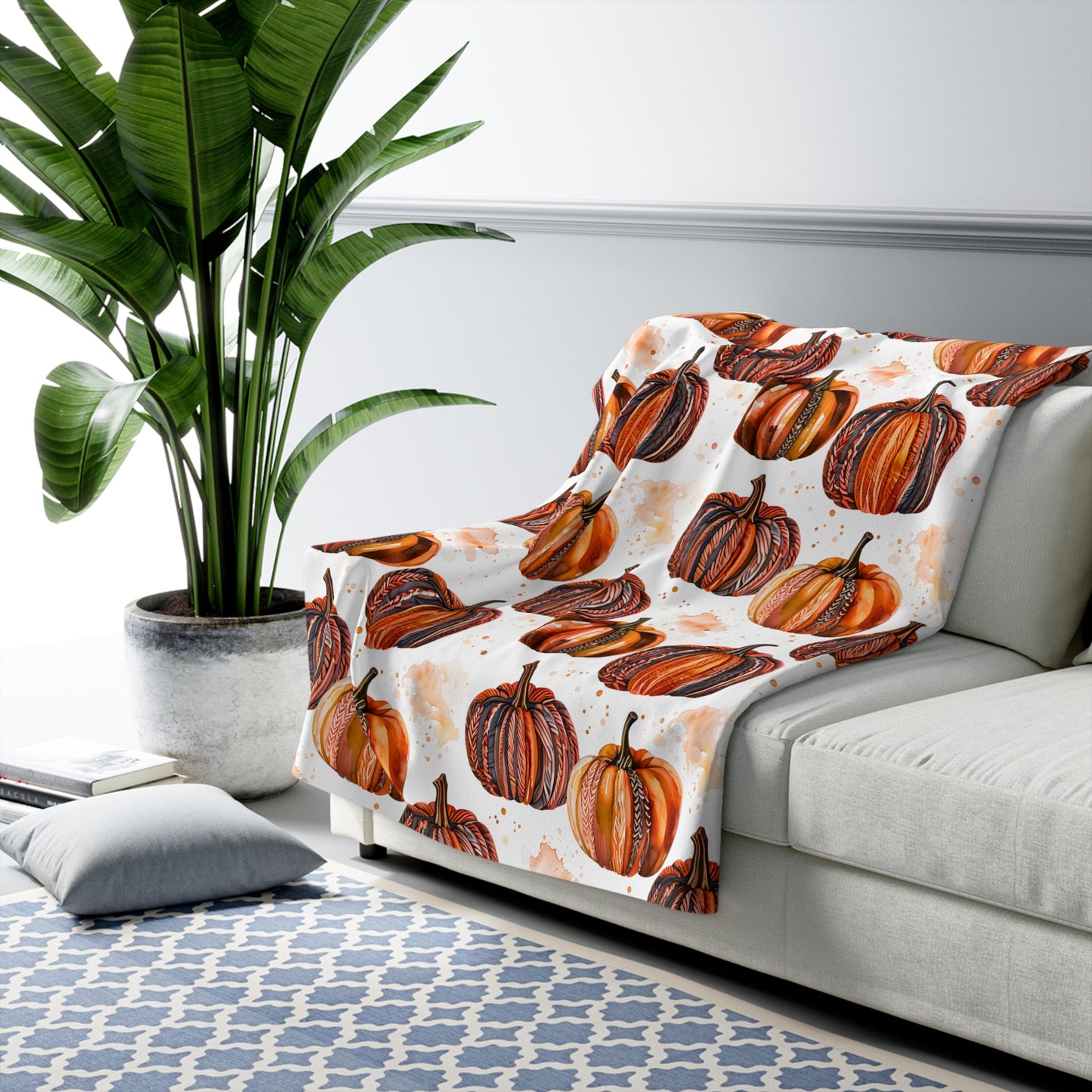 Autumn Pumpkin Paradise Sherpa Comfy Blanket