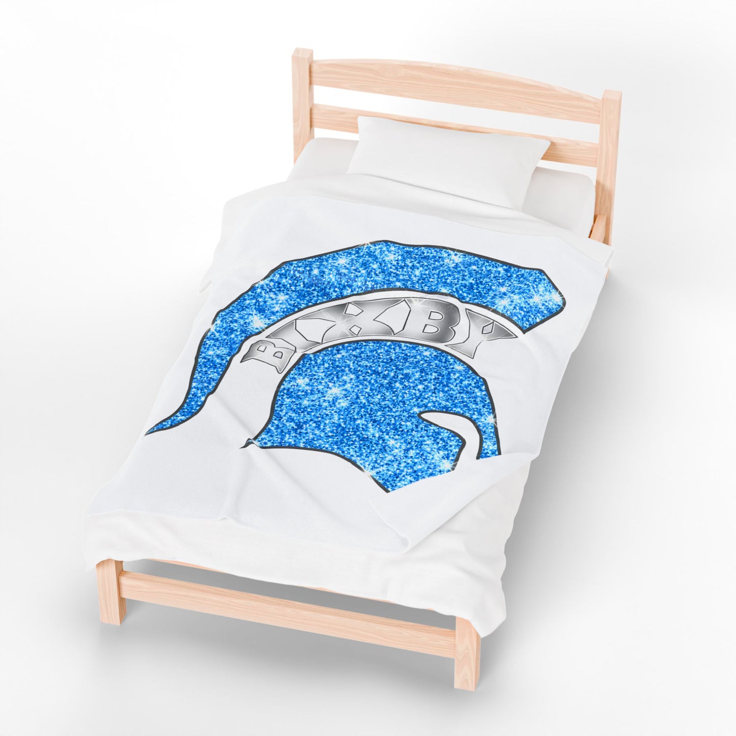 Spartan Blue Bling Logo Velveteen Plush Blanket