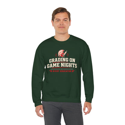 Bixby Spartans Grading On Game Nights - Funny Teacher Game Night Gift Sweatshirt