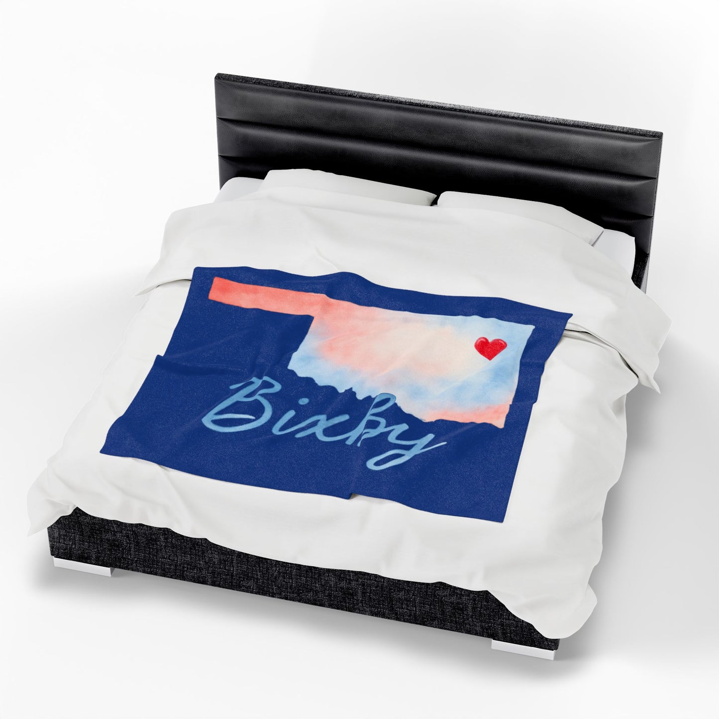 Bixby OK Watercolor Velveteen Plush Blanket