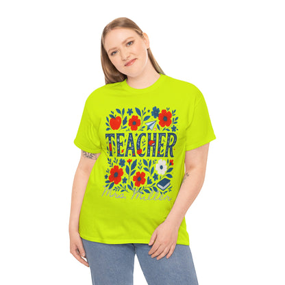 Floral Teacher Personalized Spartan Gildan Tee