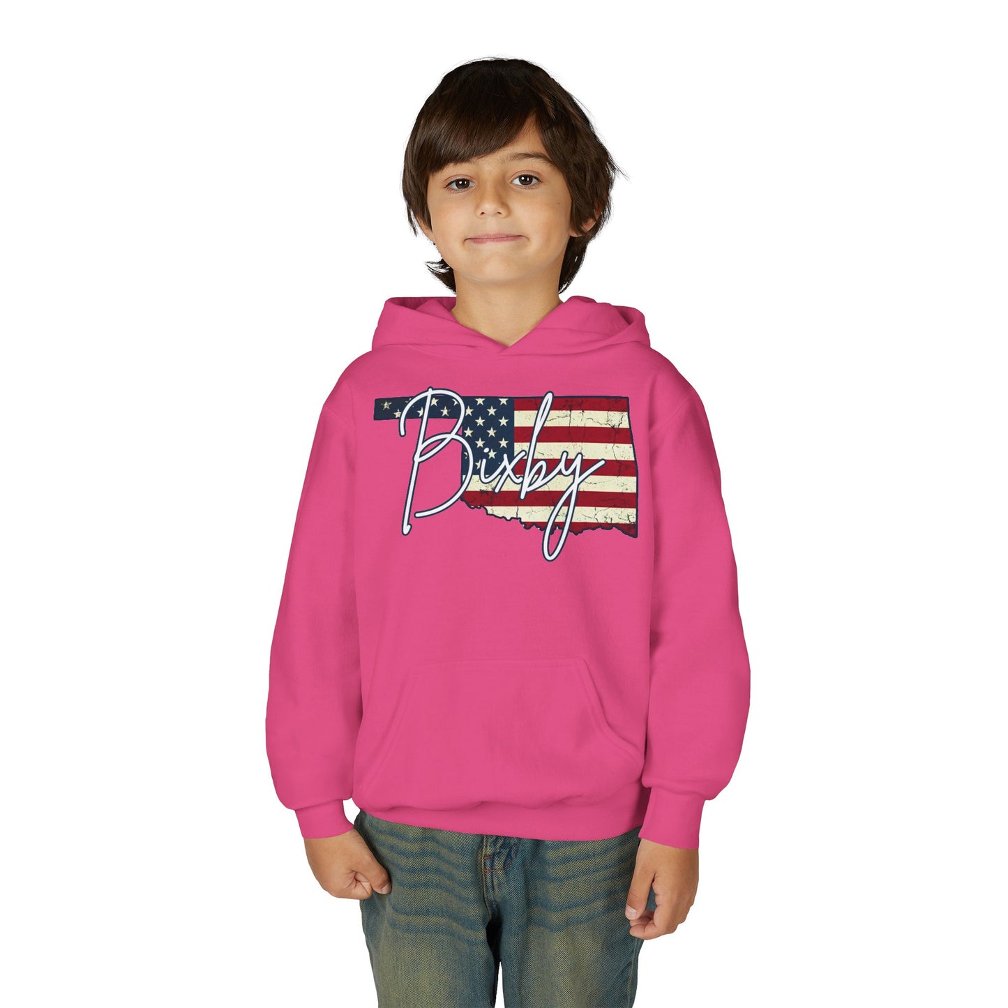 Oklahoma Flag Bixby Script Youth Hoodie