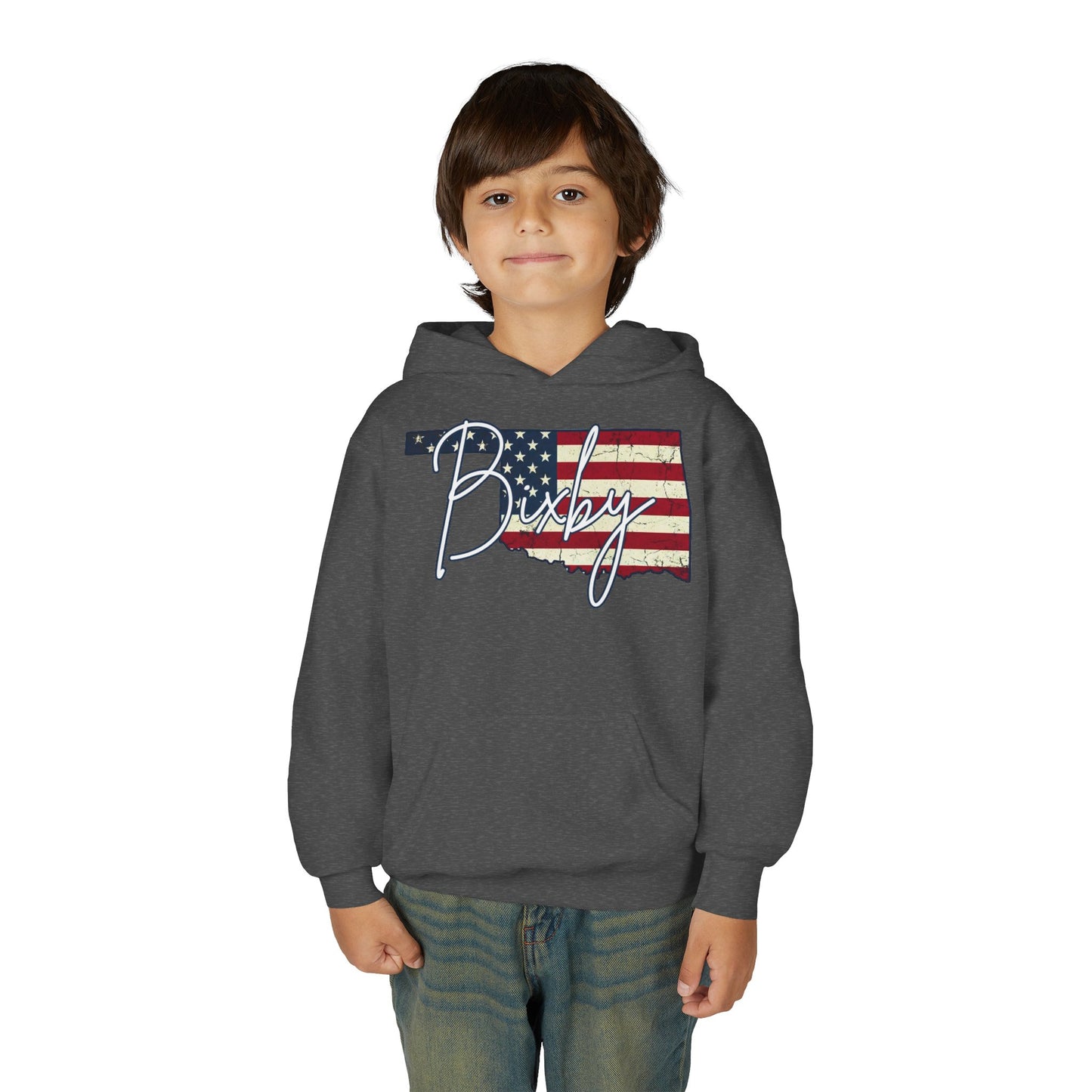 Oklahoma Flag Bixby Script Youth Hoodie