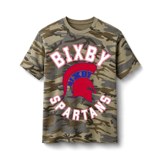 Bixby Spartans Camo - Kids School Spirit Cotton T‑ Tee