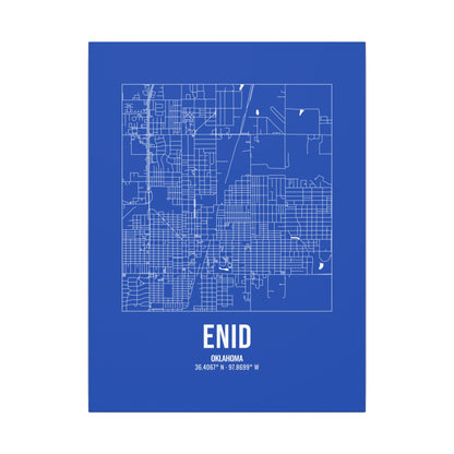 Enid Street Map Canvas, White on Royal Blue