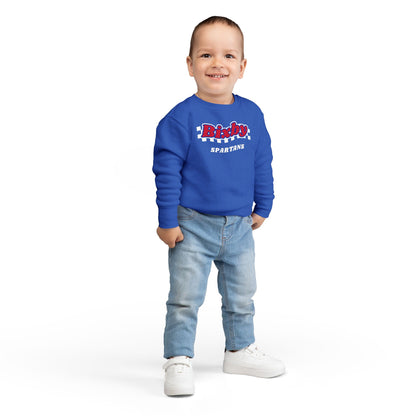 Bixby Spartans Retro Script Checkered Toddler Sweatshirt – Little Spartan Game Day Crewneck
