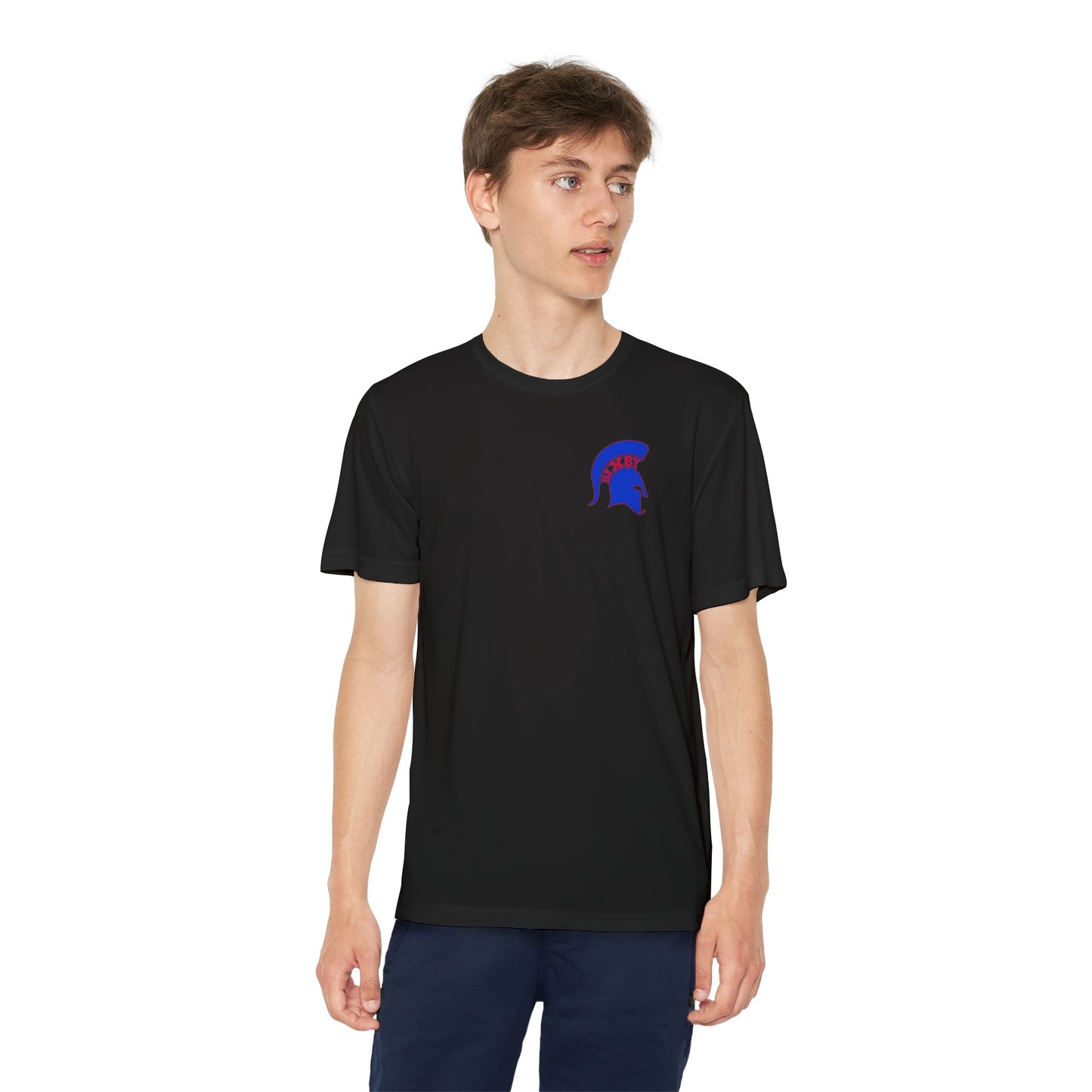 Spartan Blue Logo Youth Sport-Tek Tee