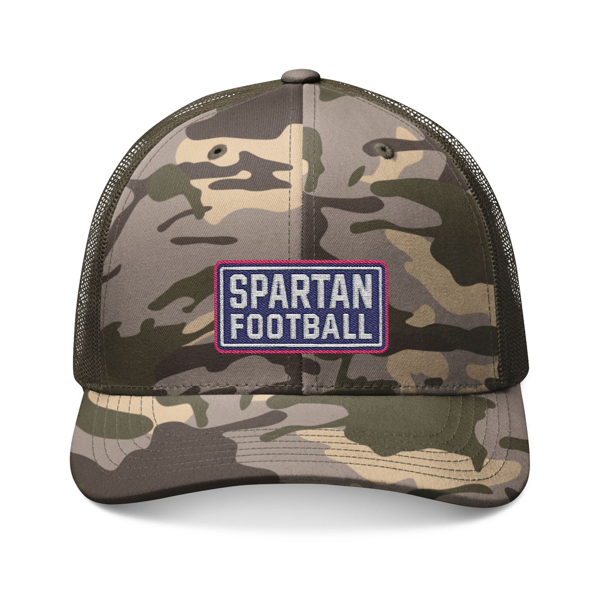 Spartan Football Embroidered Camouflage Trucker Hat
