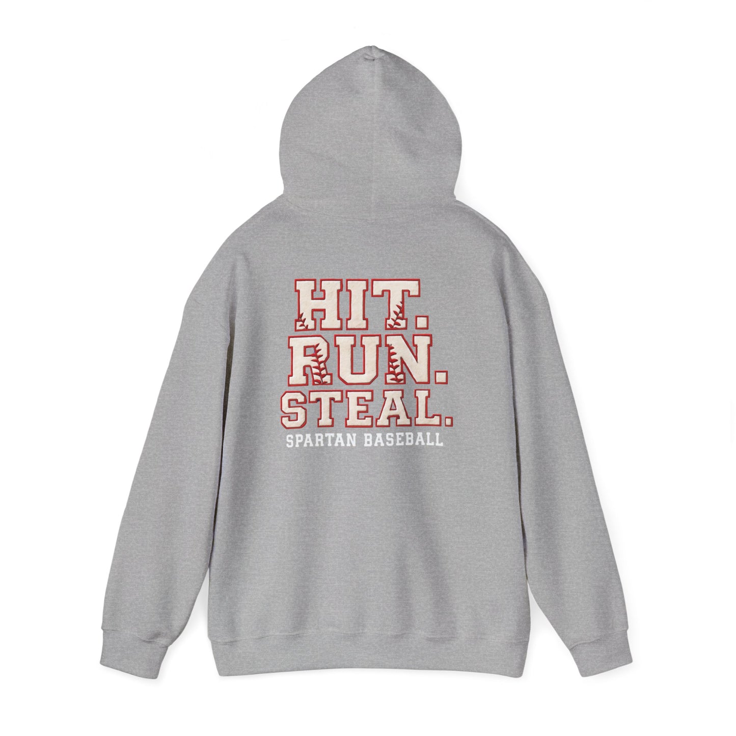 Run. Hit. Steal. Spartan Baseball Gildan Hoodie