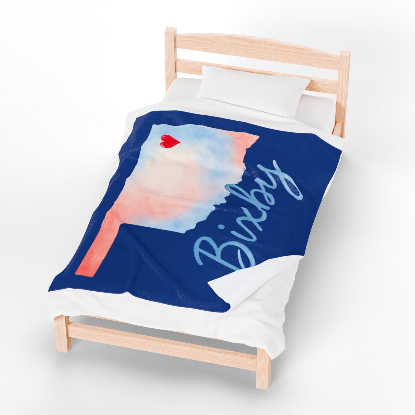 Bixby OK Watercolor Velveteen Plush Blanket