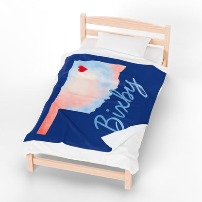 Bixby OK Watercolor Velveteen Plush Blanket