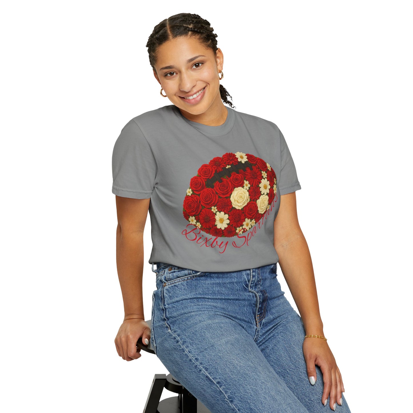 Bixby Spartans Floral Comfort Colors Tee
